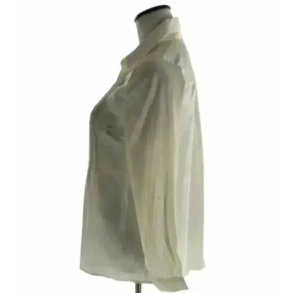 White Stag Womens White Boho Front Pleated Button Up Blouse Shirt Top Size Small - Picture 3 of 6